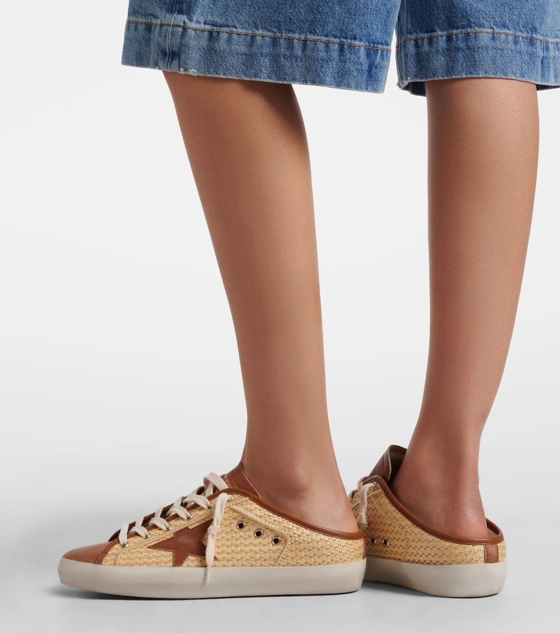 Golden Goose - Super-Star raffia and leather mules