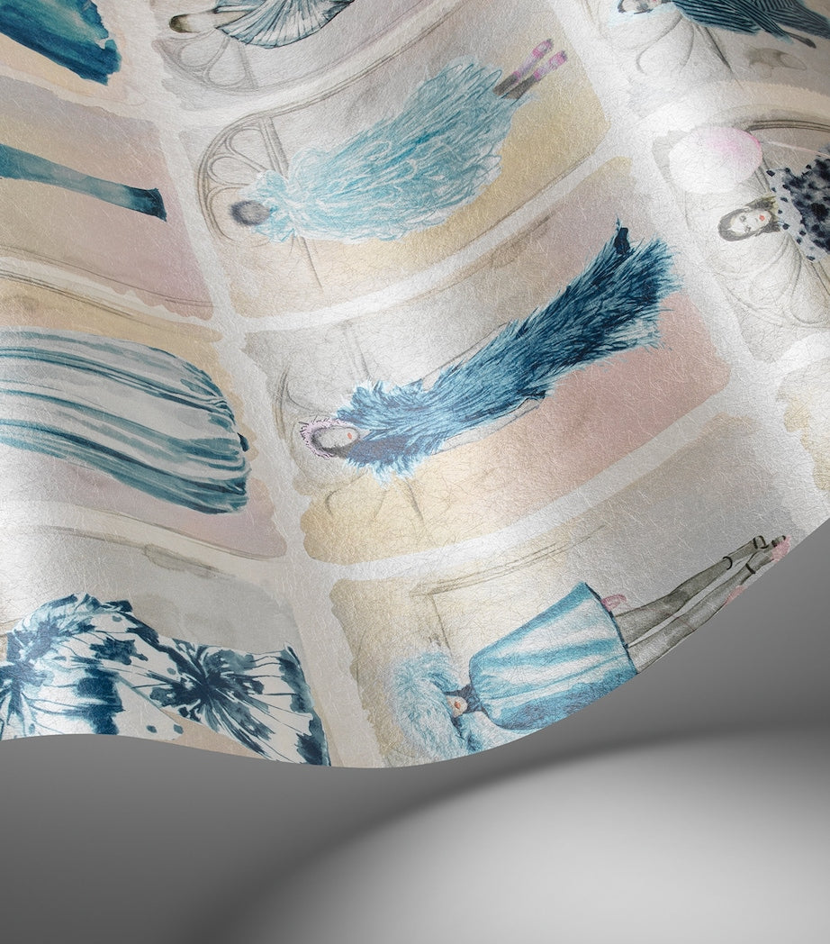 Cole & Son x Harrods Interior Design 175 Anniversary Edition Couture Carousel Window Wallpaper - China Blue Pearl