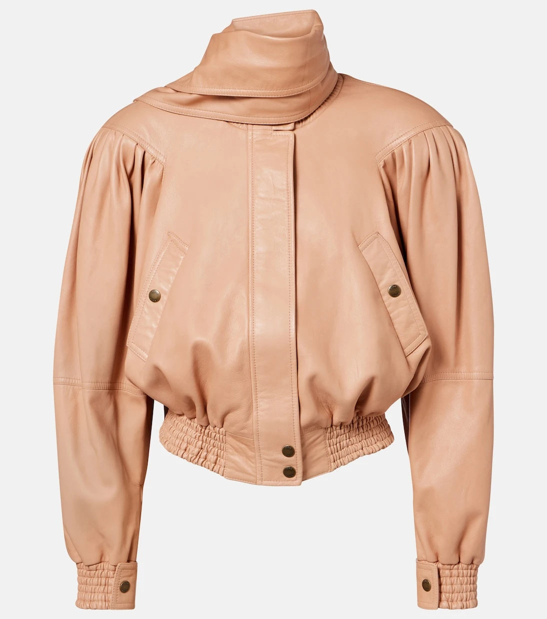 Chloé - Scarf-detail cropped leather jacket