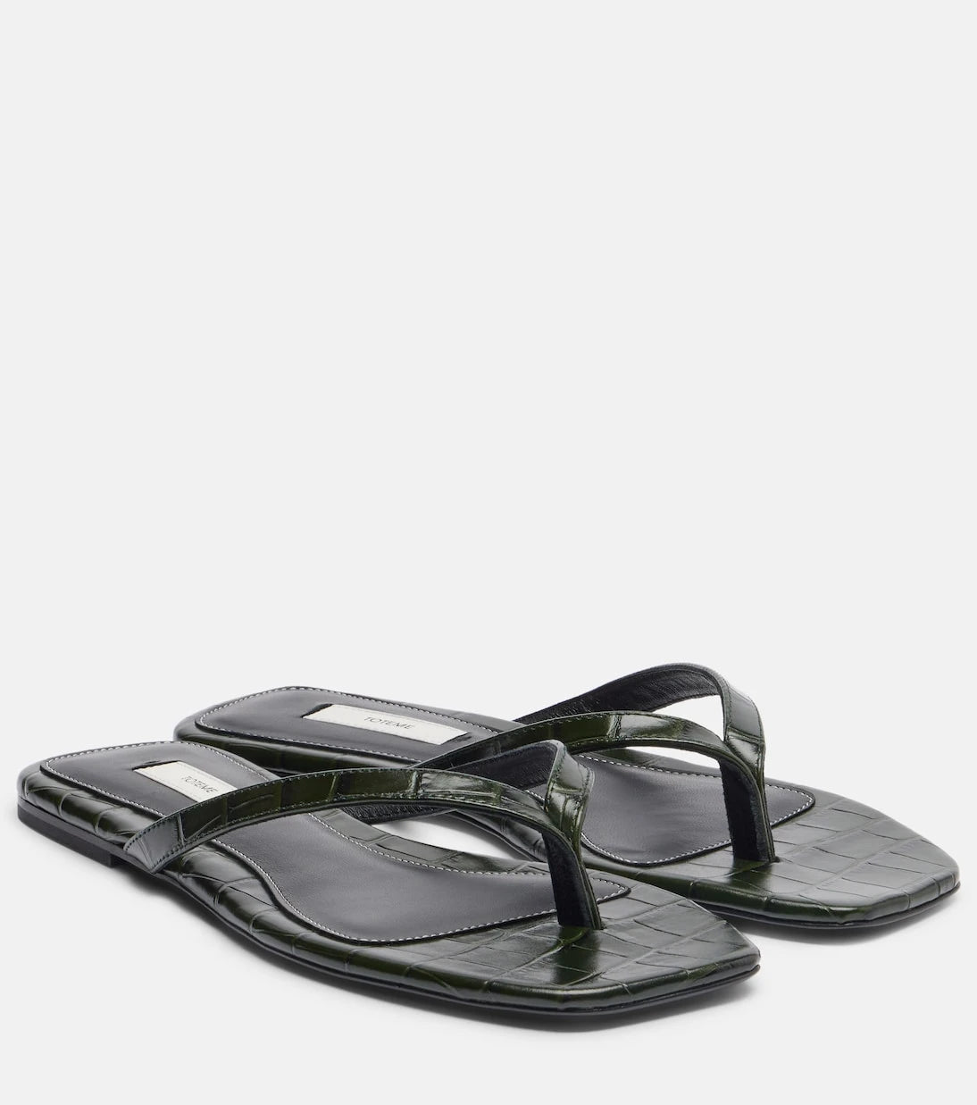Toteme - Croc-effect leather thong sandals