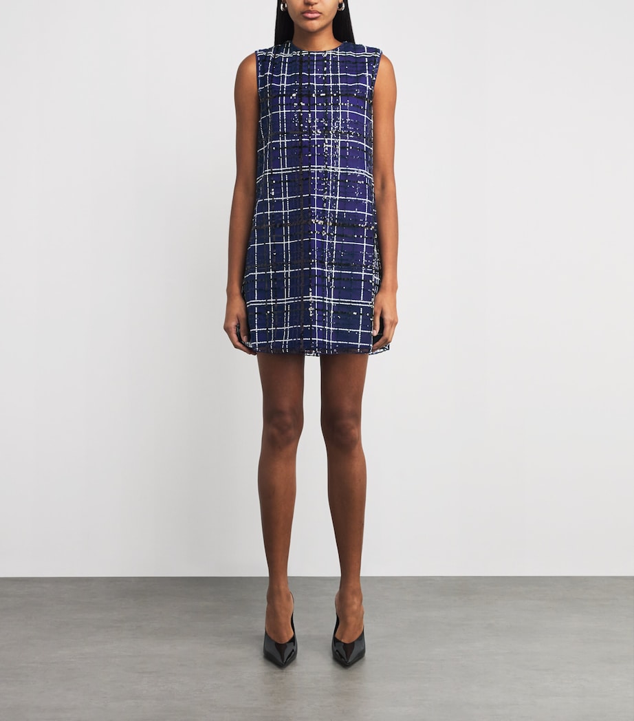 MAX&Co. Blue Sequin Check Mini Dress