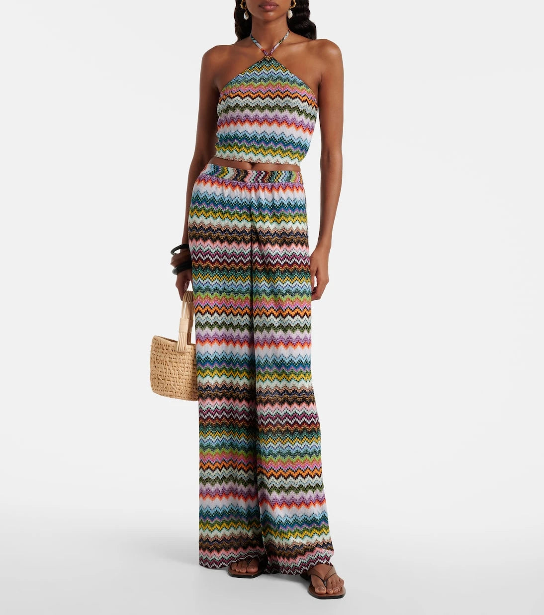 Missoni - بنطال بالازو من اللاميه بنقشة متعرجة