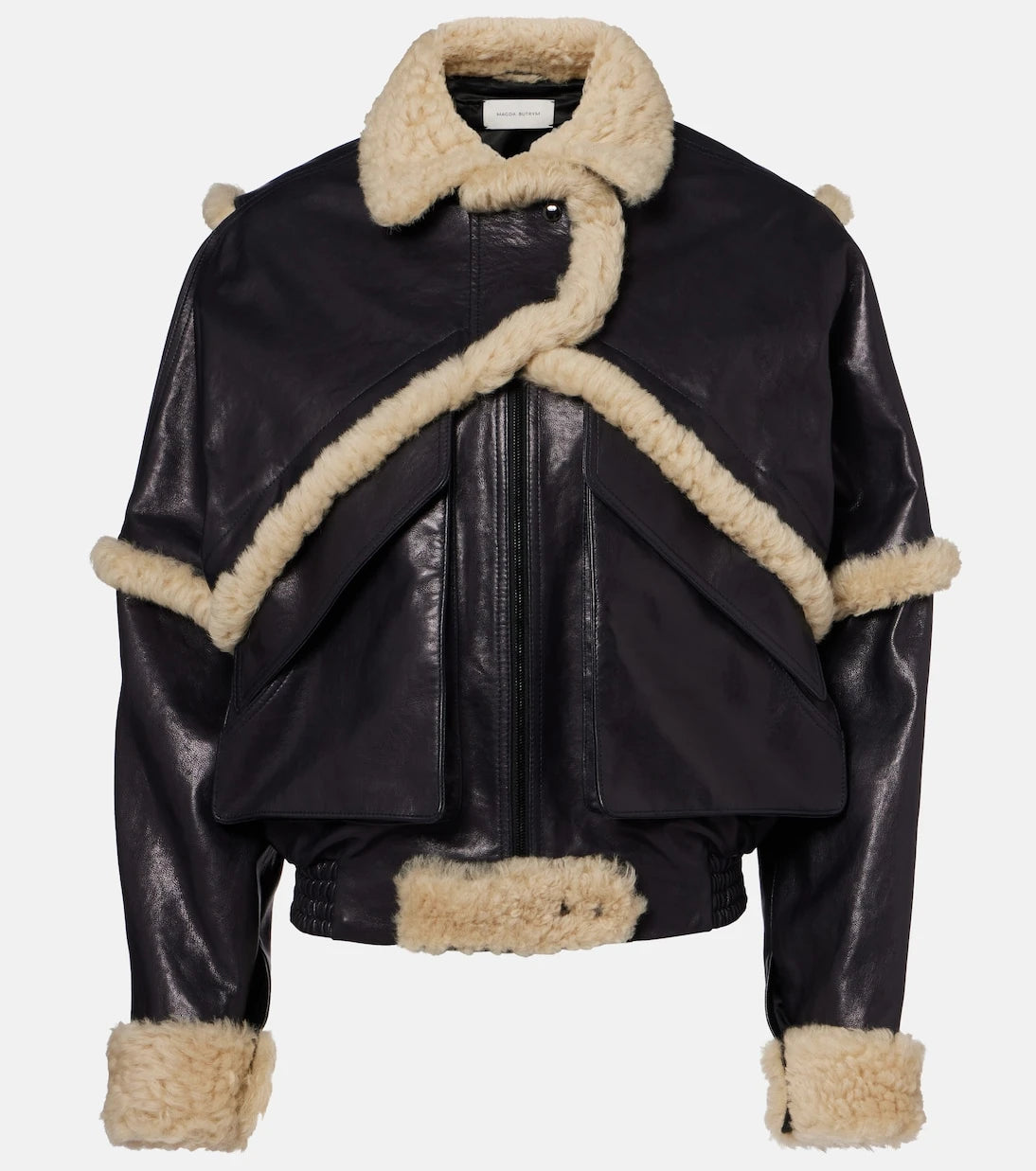 Magda Butrym - Shearling-trimmed leather bomber jacket
