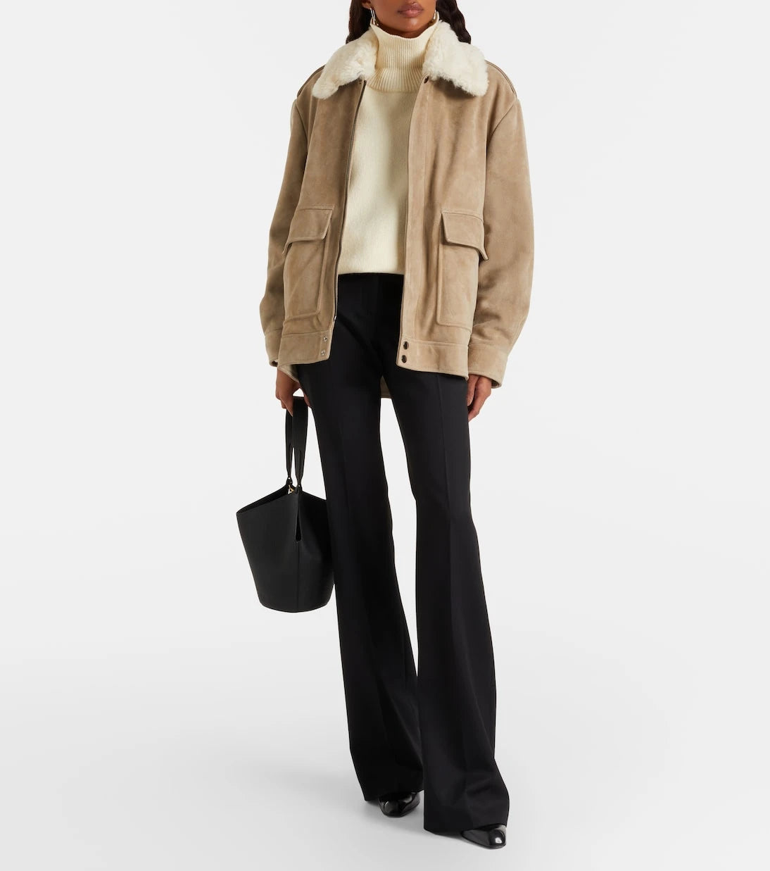 Nour Hammour - Drey shearling-trimmed suede jacket