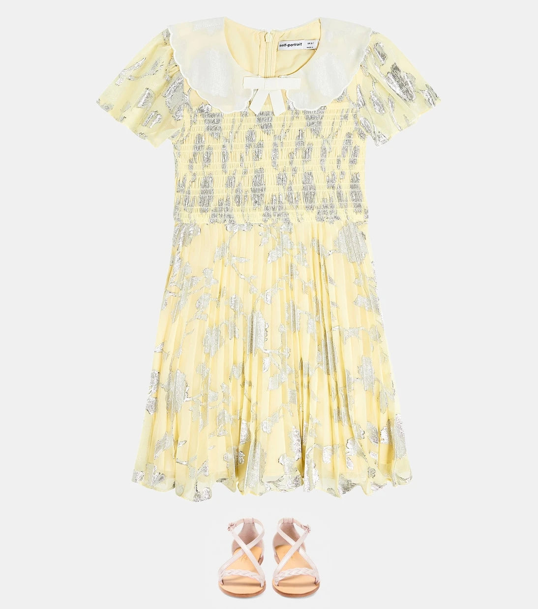 Self-Portrait Kids - Metallic jaquard chiffon dress