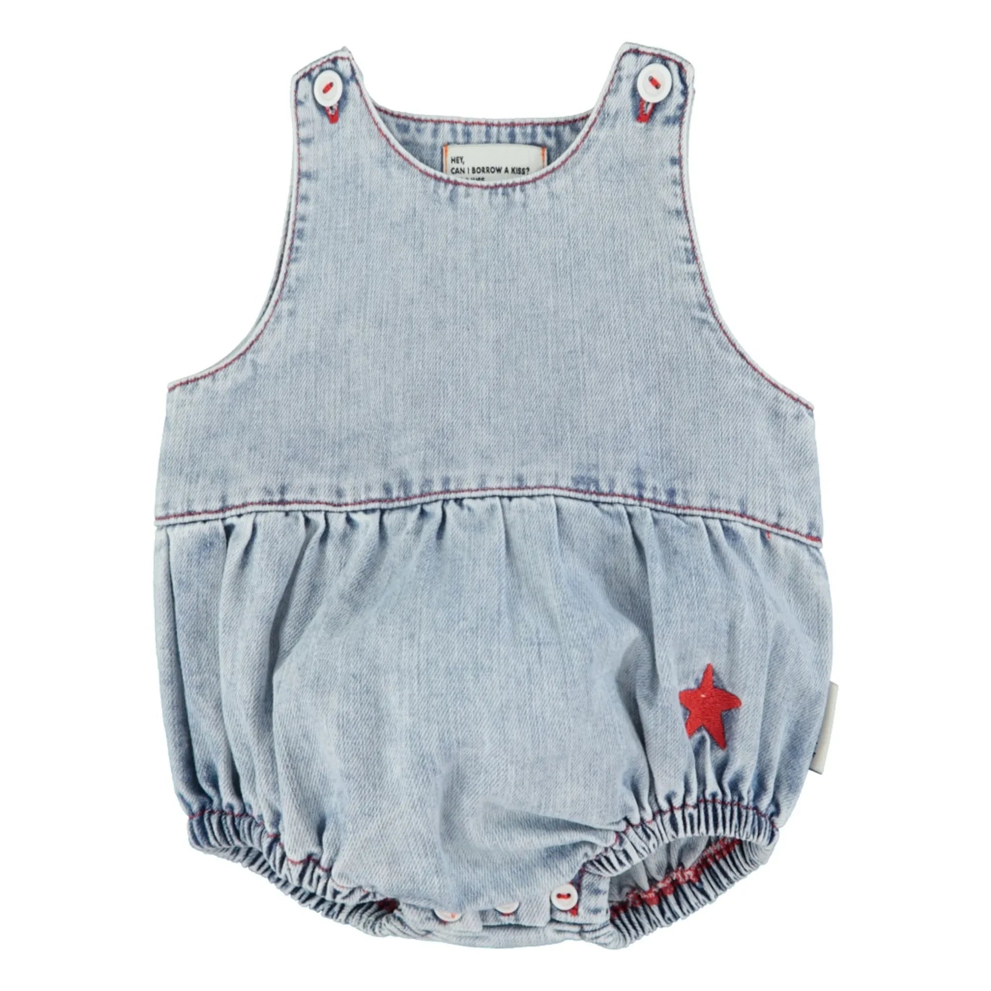 Piupiuchick - Etoile Denim romper | Washed blue