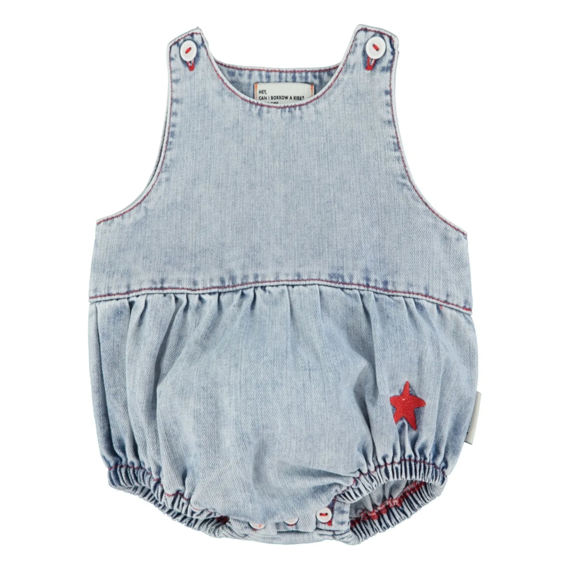 Piupiuchick - Etoile Denim romper | Washed blue