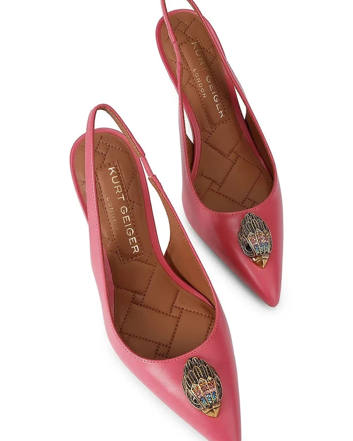 Kurt Geiger London deri topuklu ayakkabı Belgravia Sling 85 Pink Comb Leather