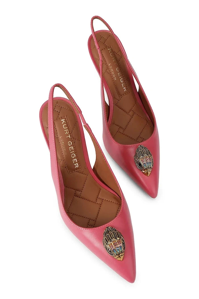 Kurt Geiger London обувки с ток от кожа Belgravia Sling 85 Pink Comb Leather
