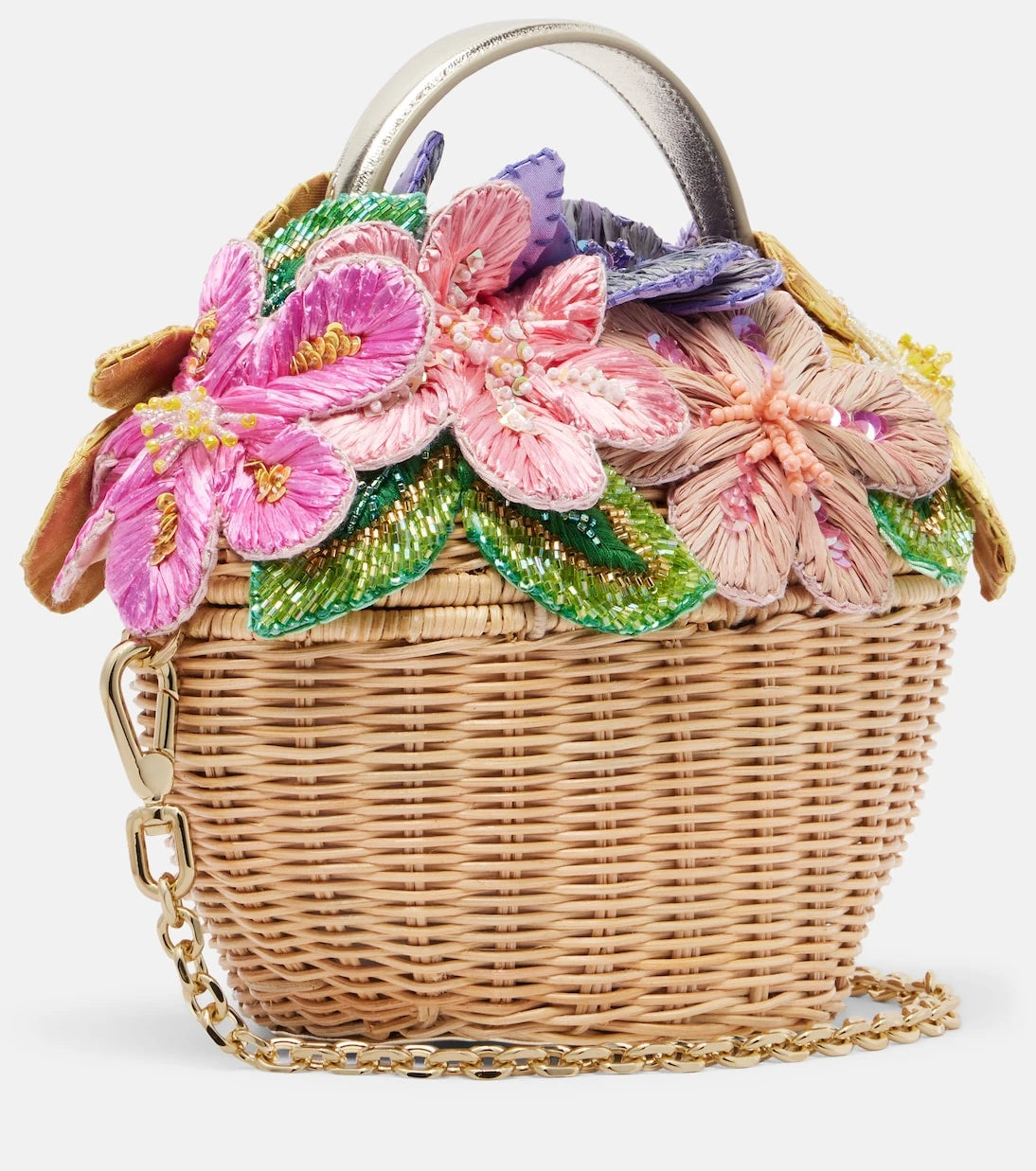 Judith Leiber Couture - Dorothy floral-appliqué wicker top-handle bag