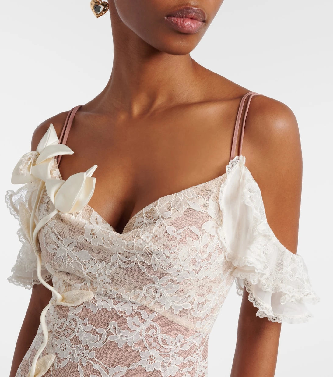 Self-Portrait - Floral-appliqué lace gown