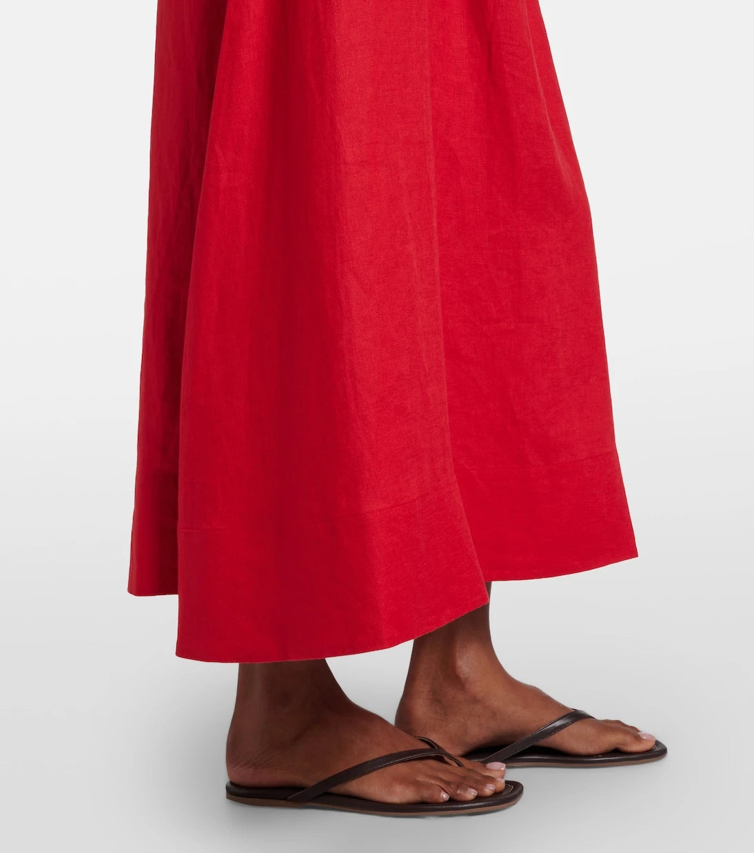 Staud - Ayla shirred linen midi dress