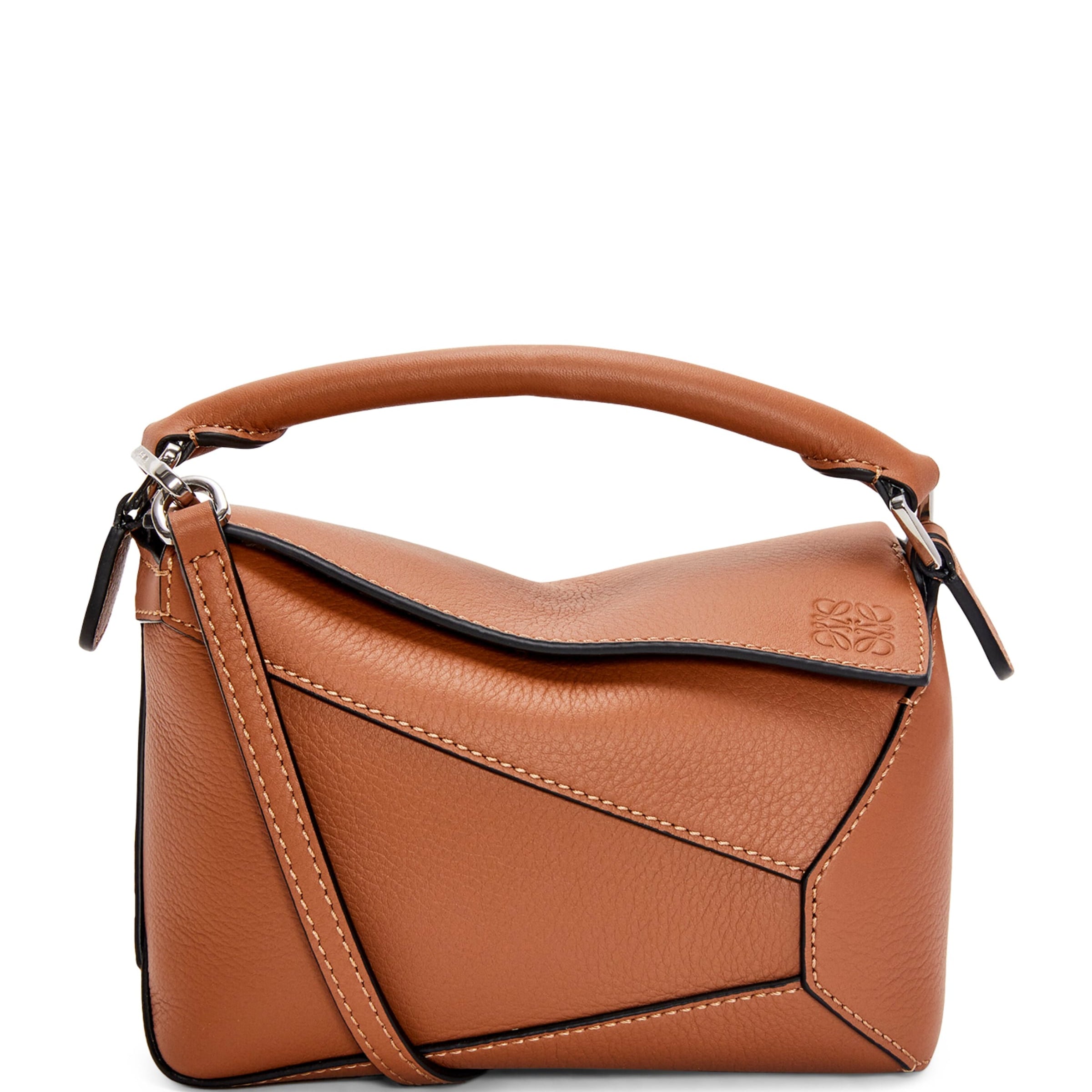 LOEWE Brown Mini Leather Puzzle Edge Top-Handle Bag