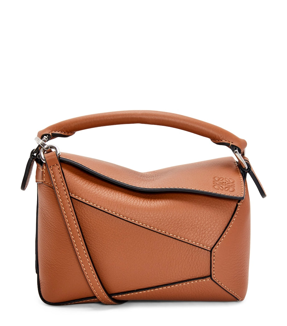 LOEWE Brown Mini Leather Puzzle Edge Top-Handle Bag