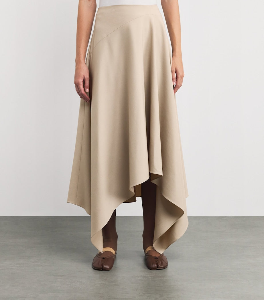 Wool Asymmetric Handkerchief Midi Skirt