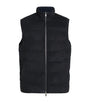 Eleventy Blue Reversible Down Leather and Wool-Cashmere Gilet