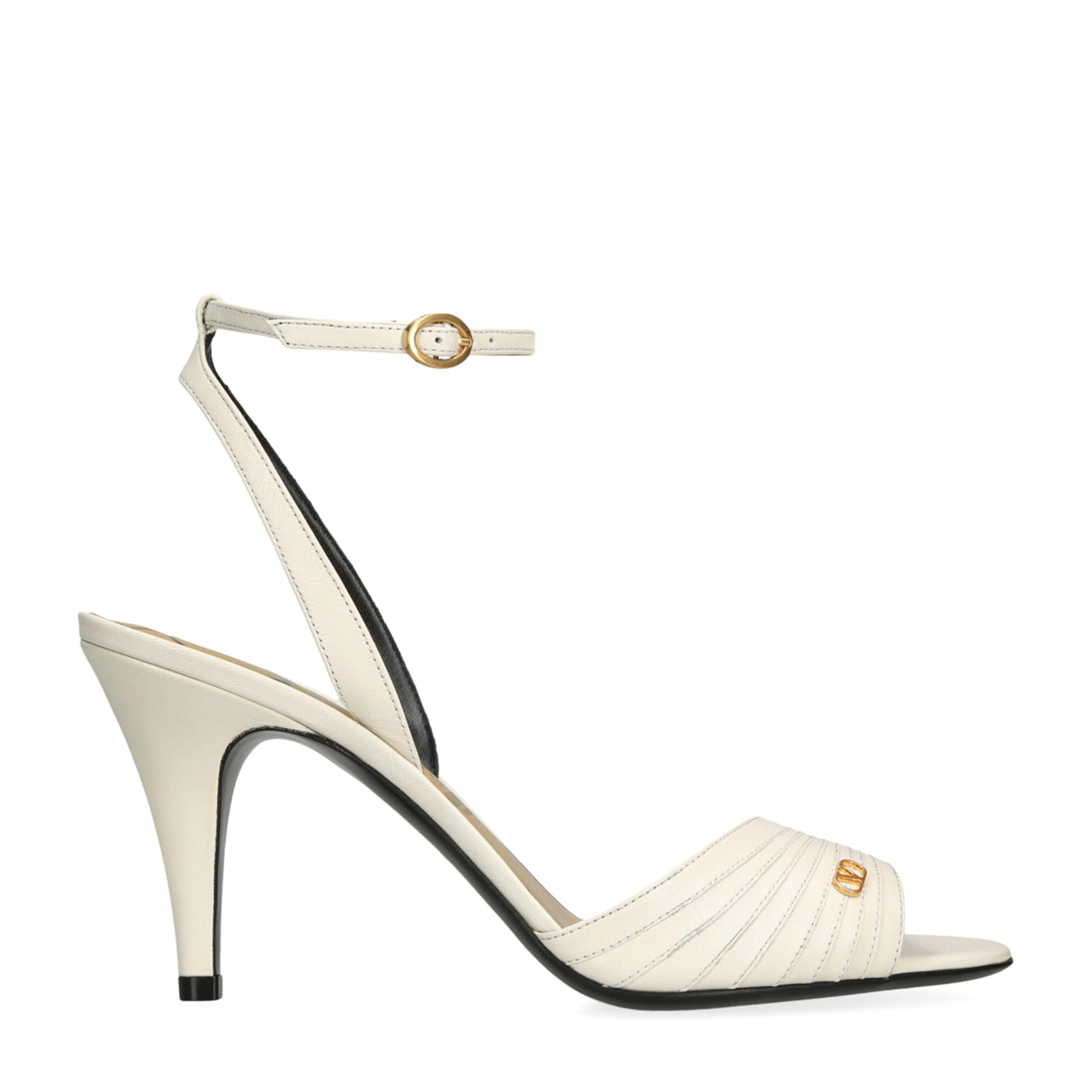 Valentino Garavani White Leather Ladycrush Heeled Sandals 85