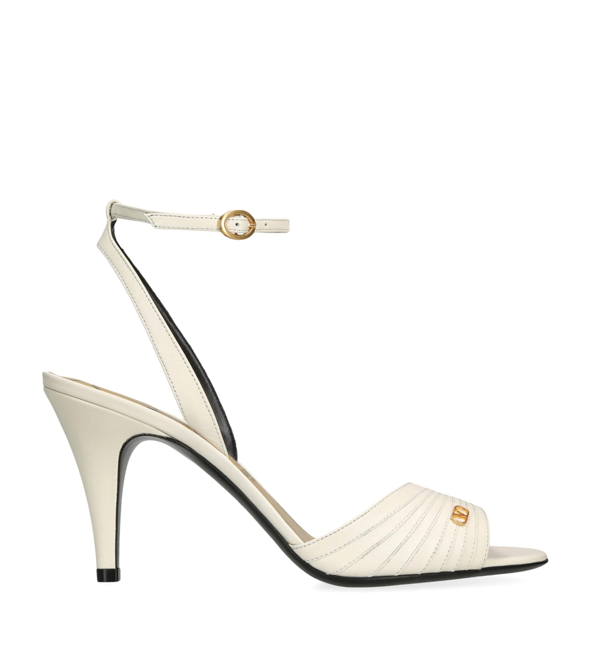 Valentino Garavani White Leather Ladycrush Heeled Sandals 85