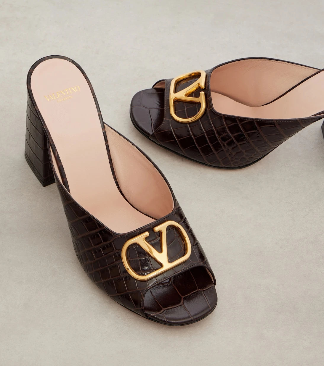 Valentino Garavani - VLogo 95 croc-effect leather mules