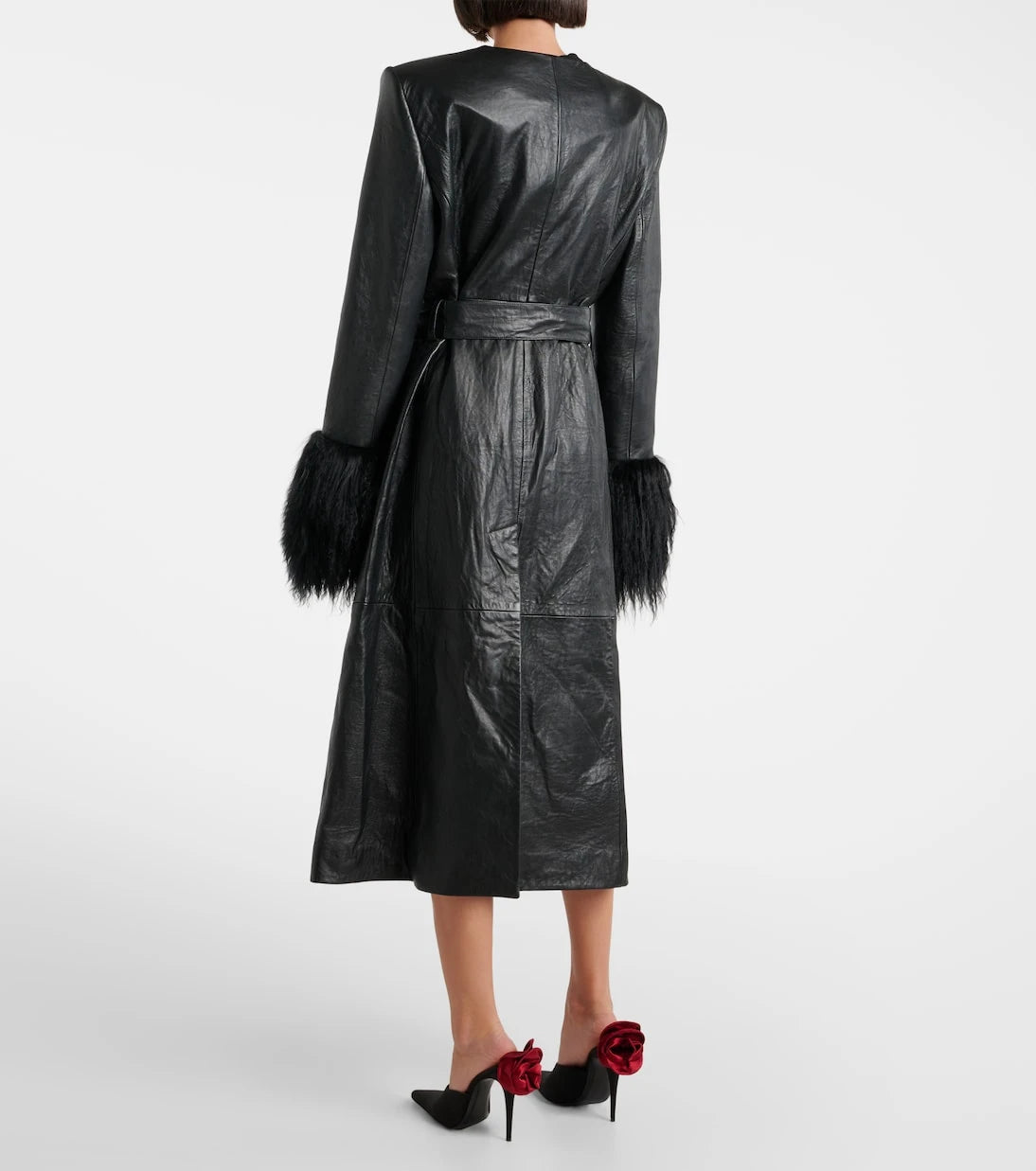 Magda Butrym - Shearling-trimmed leather coat
