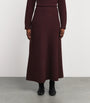 Max Mara Red Wool-Cashmere Knitted Midi Skirt