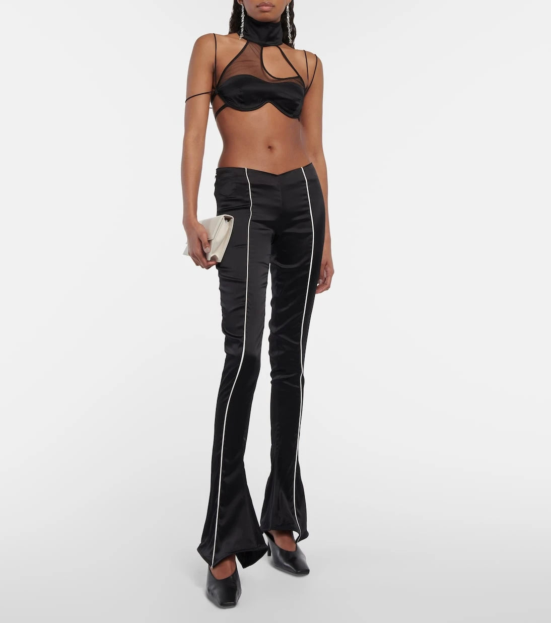 Didu - Low-rise flared silk satin pants