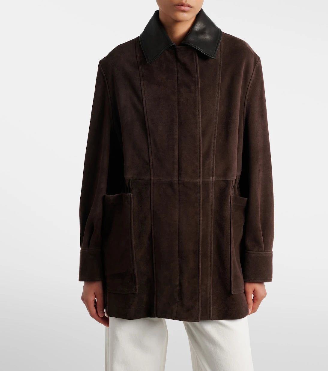 Nour Hammour - Grange leather-trimmed suede jacket