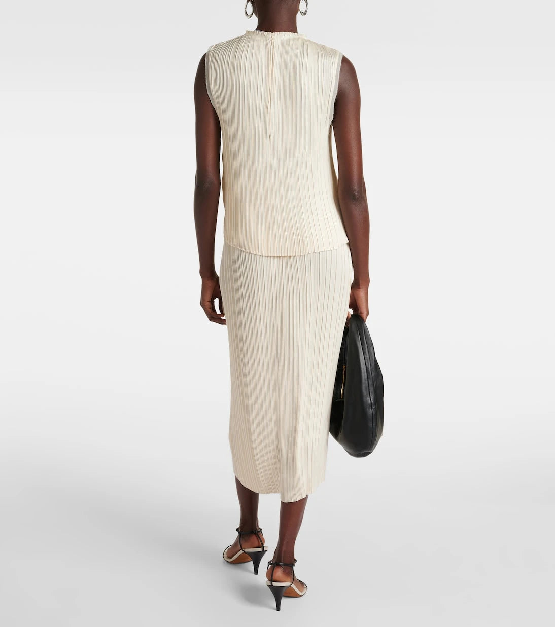 Vince - Chiffon-trimmed pleated satin top