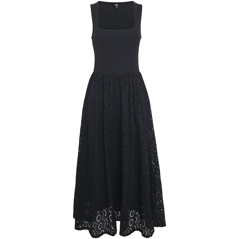 PAIGE Black Cotton Morel Maxi Dress
