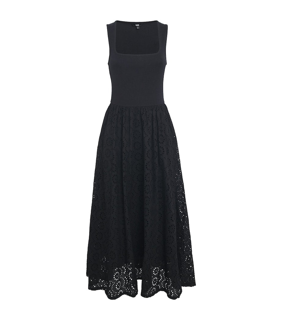 PAIGE Black Cotton Morel Maxi Dress