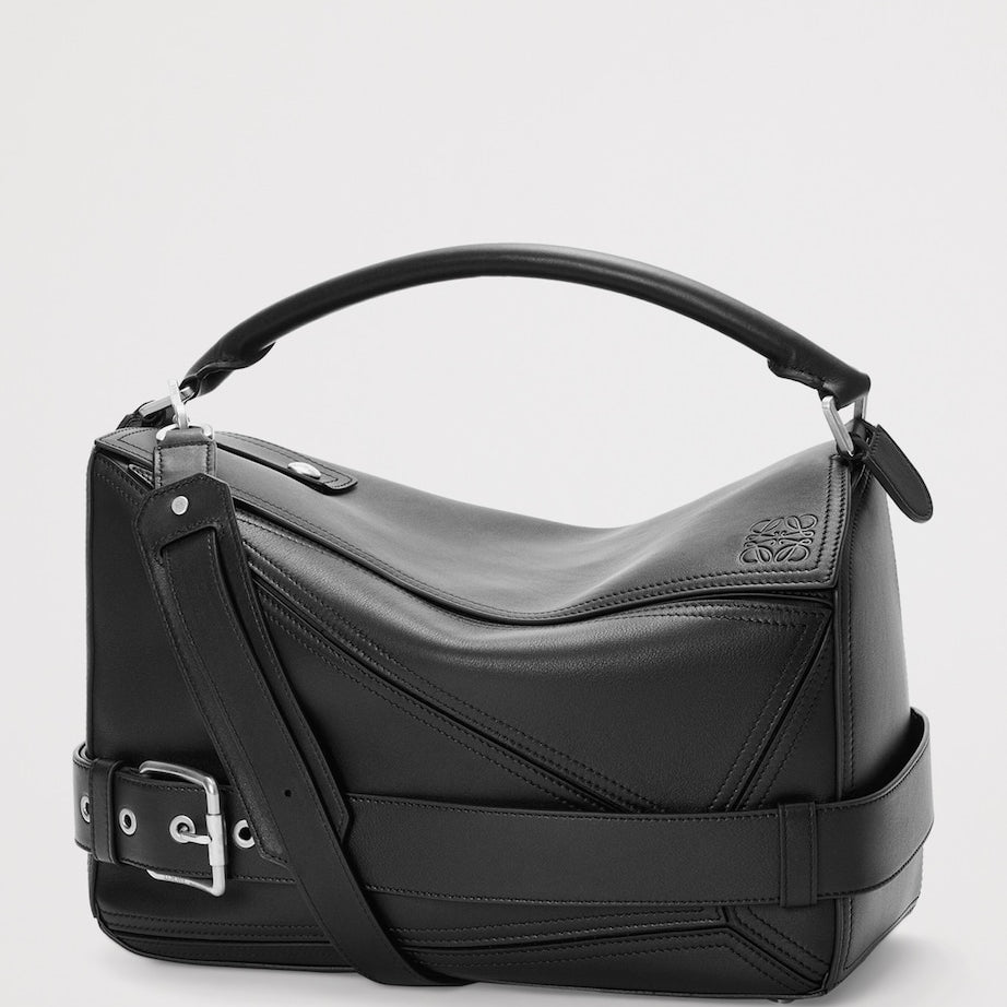 Large Leather Puzzle Biker Top-Handle Bag