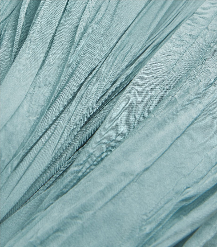 Blue Habotai Silk Pleated Sully Skirt