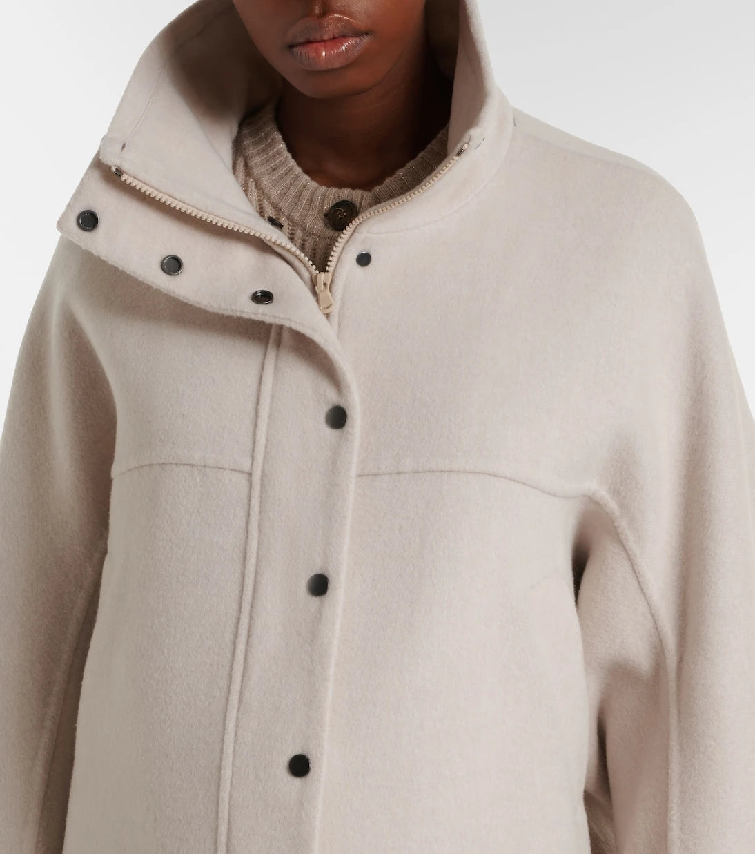 Brunello Cucinelli - Shearling-trimmed wool and cashmere jacket