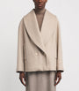 Max Mara Beige Wool Shawl-Collar Oversized Jacket