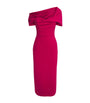 Carolina Herrera Pink Stretch-Virgin Wool Draped Midi Dress