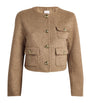 Sandro Paris Beige Wool-Blend Stripe Cropped Jacket