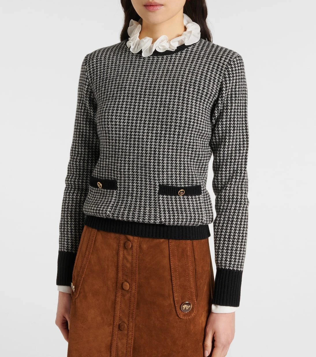 Valentino - Houndstooth virgin wool sweater