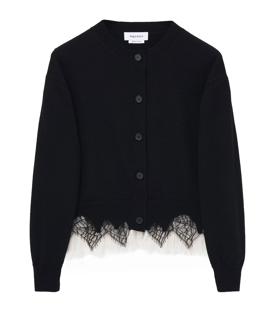 Black Wool-Cashmere Cobweb Cardigan