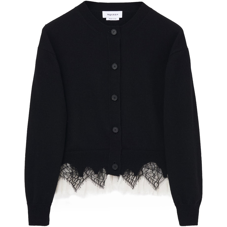 Black Wool-Cashmere Cobweb Cardigan