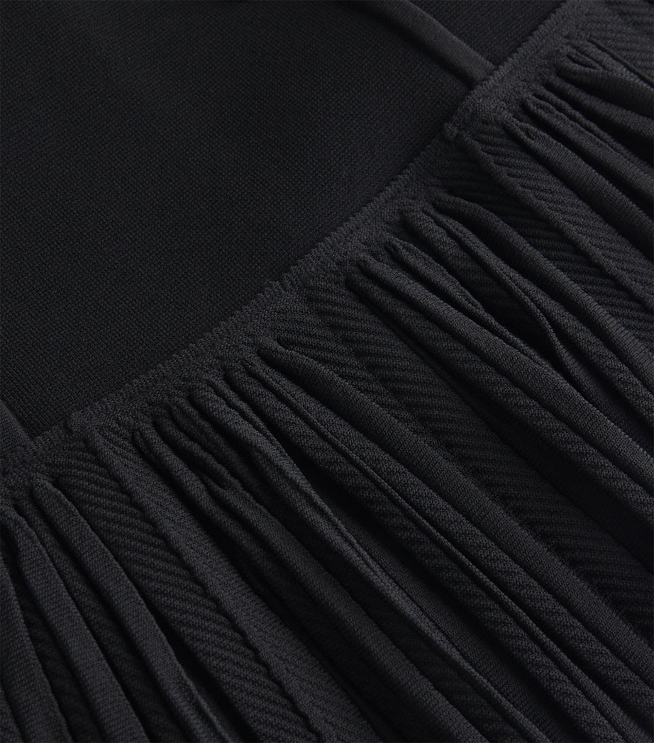 Sandro Paris Black Knitted Buttoned Mini Skirt