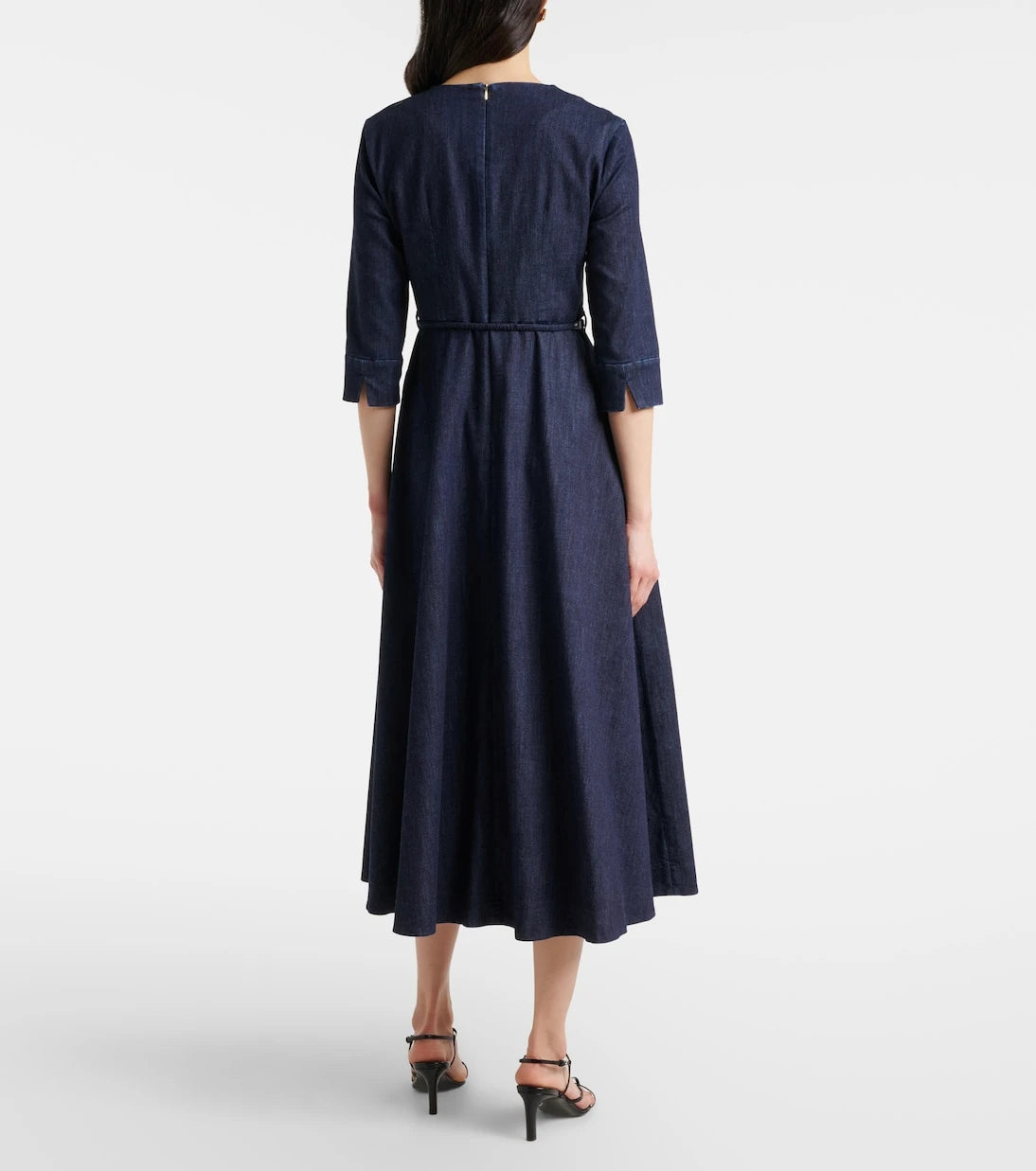 'S Max Mara - Vela embellished belted denim midi dress