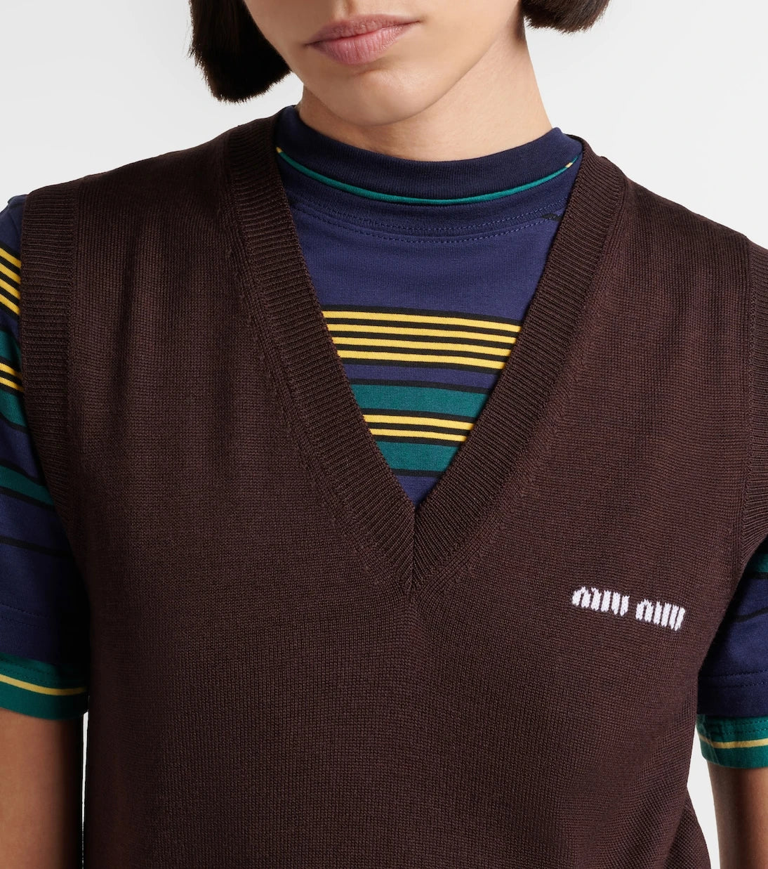 Miu Miu - Logo virgin wool sweater vest