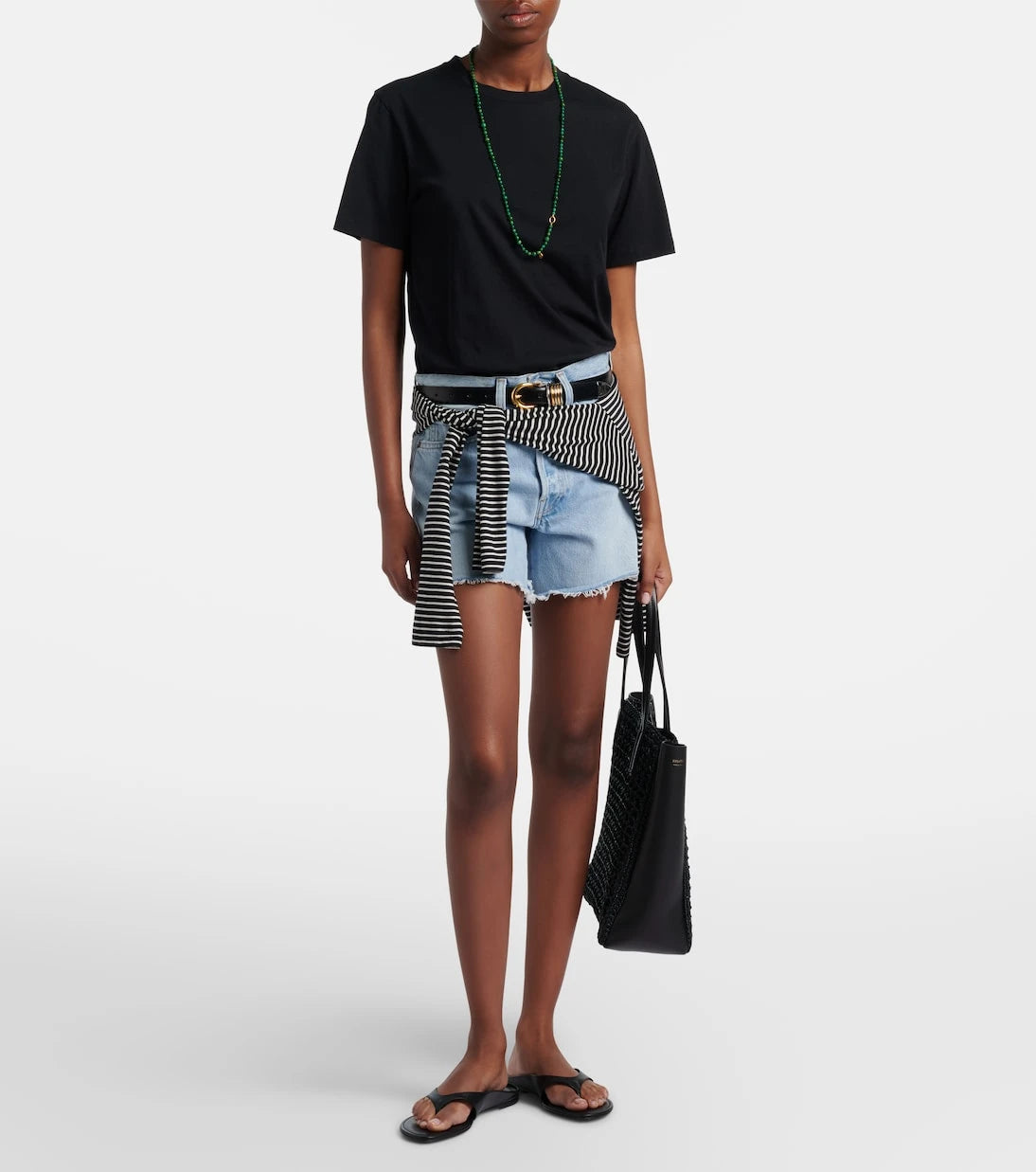 Agolde - Parker Long distressed denim shorts