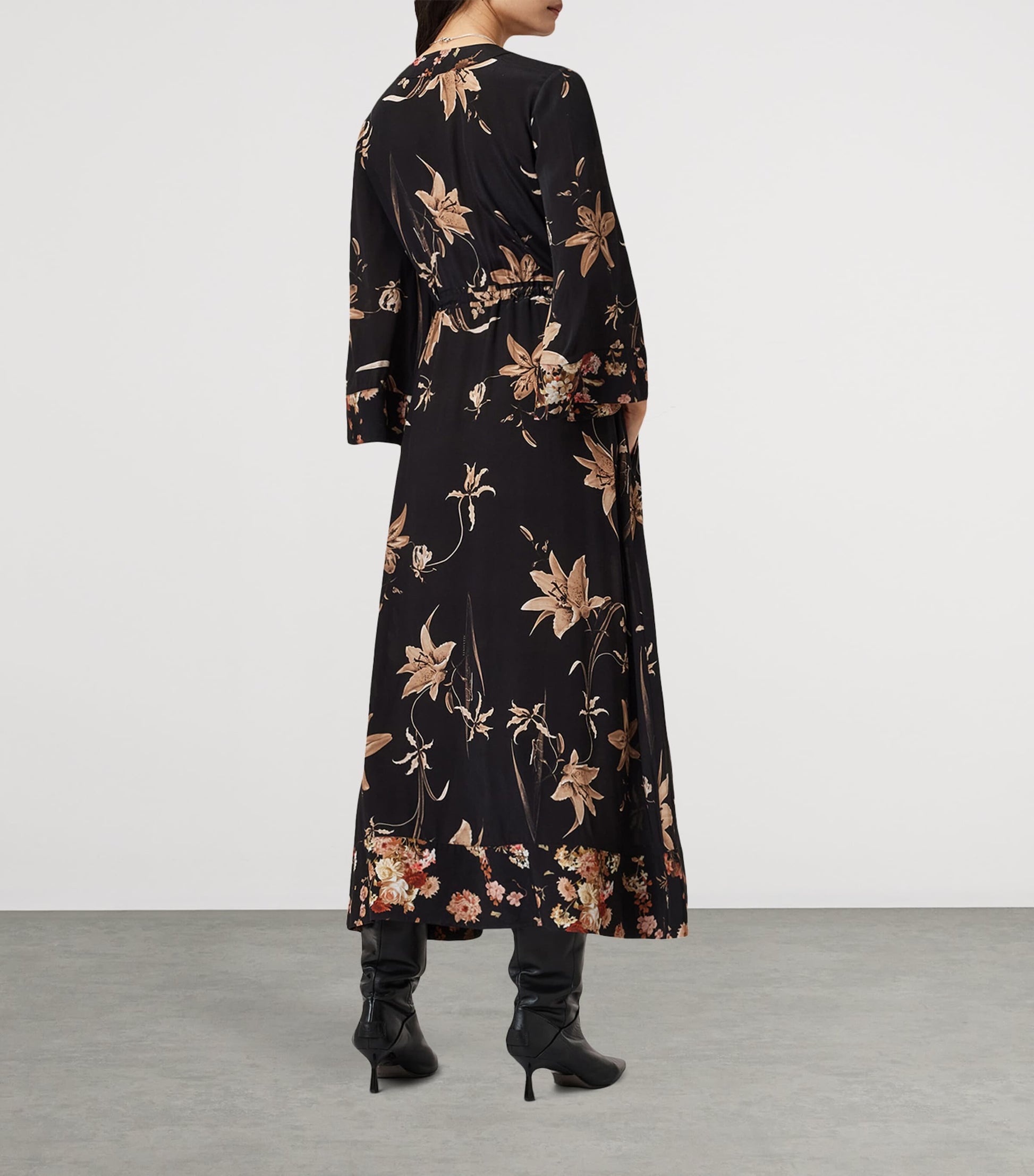 Brown Floral Diana Midi Dress