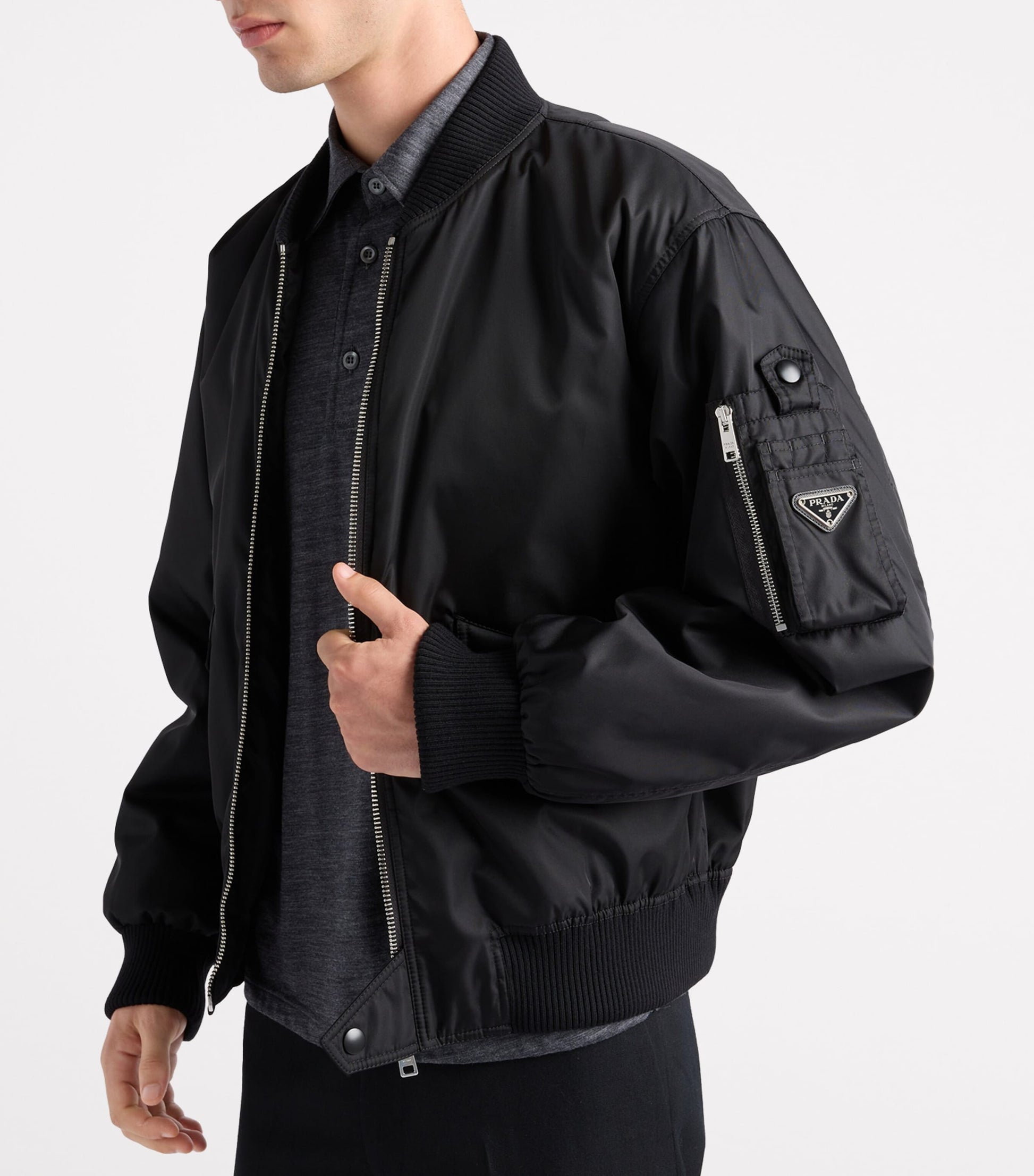 Prada Black Re-Nylon Bomber Jacket