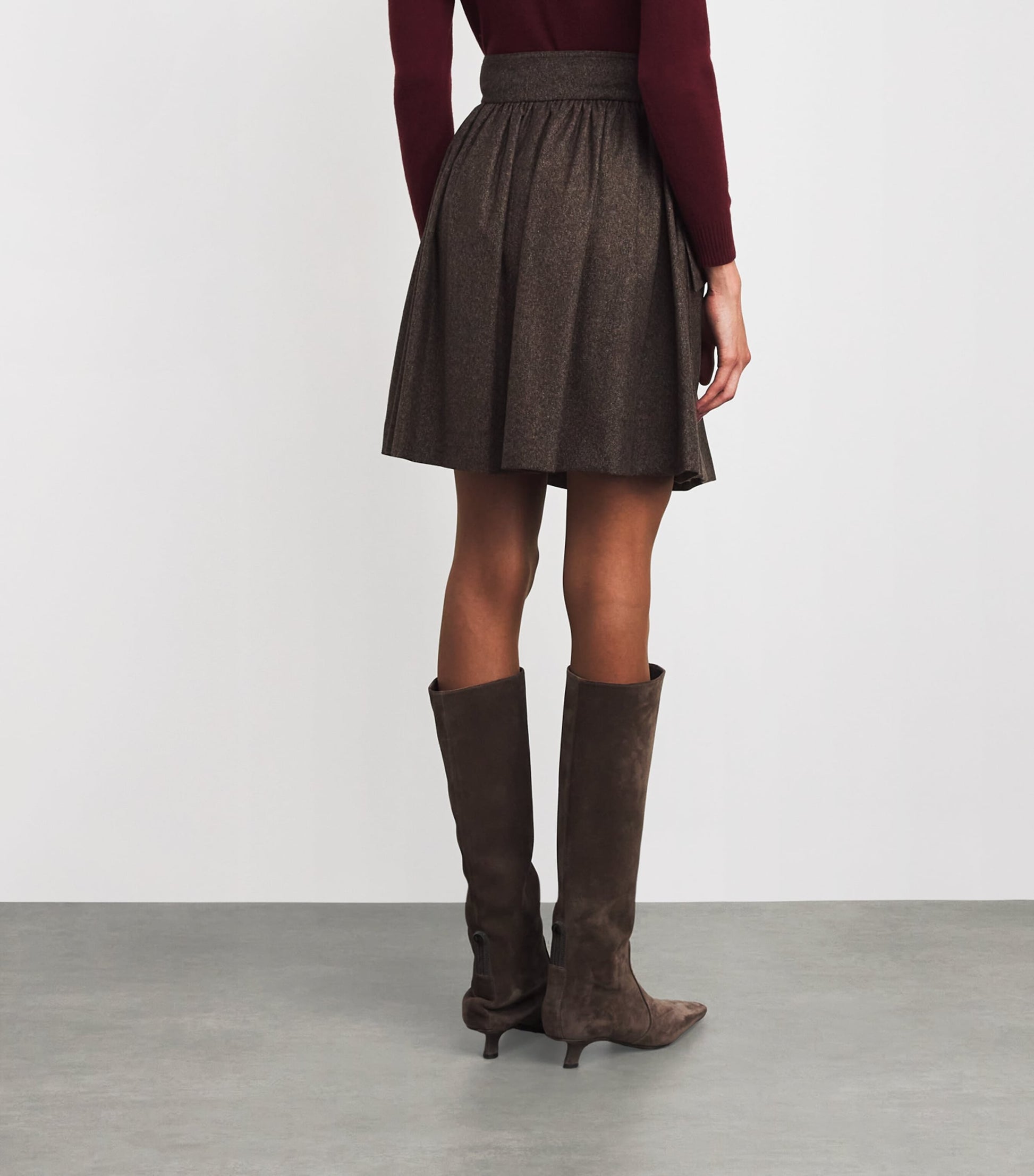 Brown Virgin Wool Mini Skirt