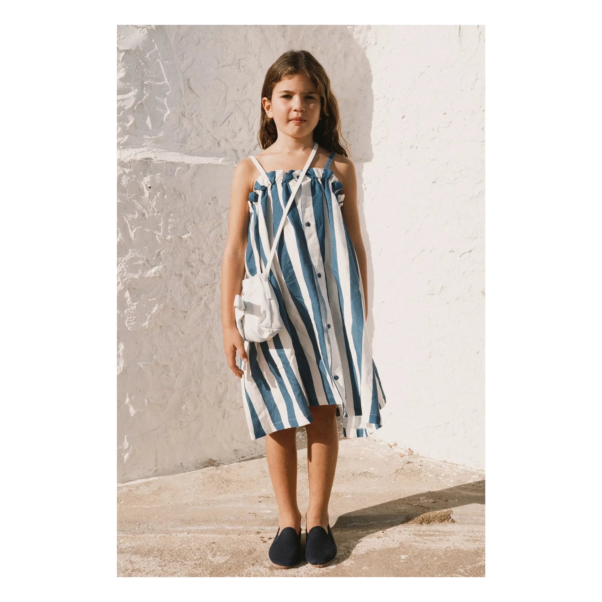 Tinycottons - Linen Striped Strapless Dress | Blue
