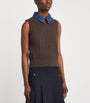 Wool-Blend Denim-Collar Sweater Vest BROWN