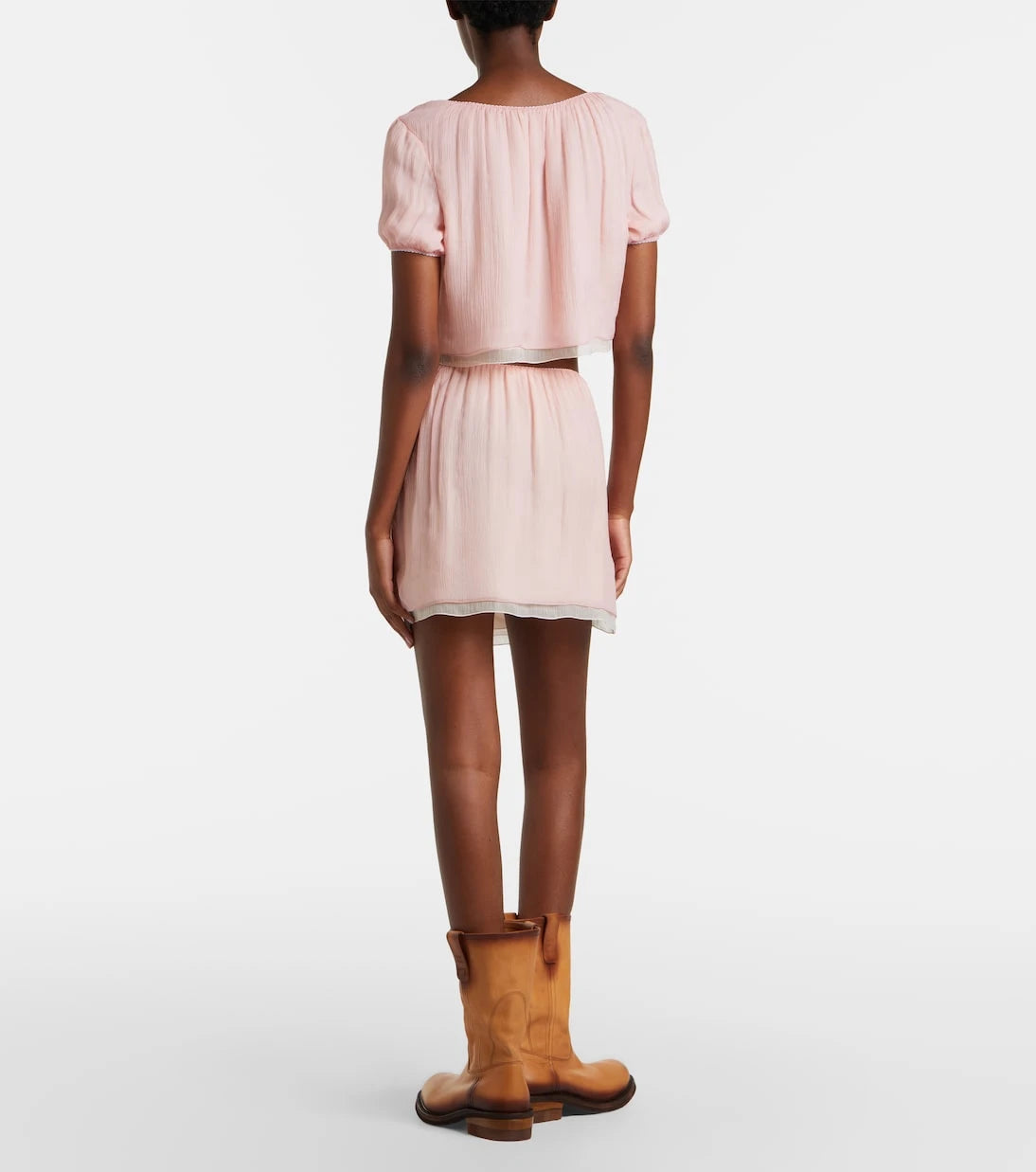 Miu Miu - Layered silk chiffon miniskirt
