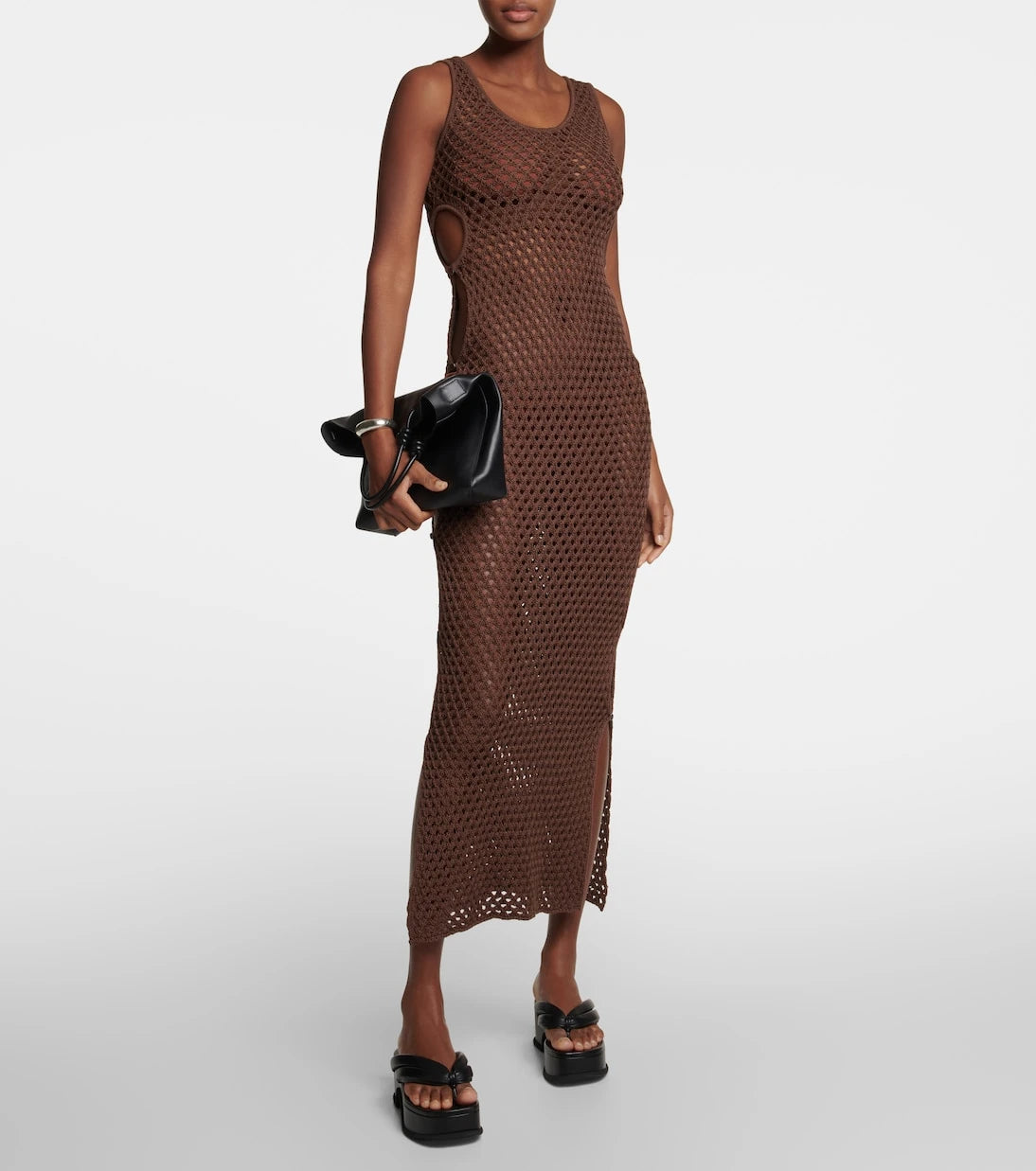 SIR - Aline cutout crochet midi dress